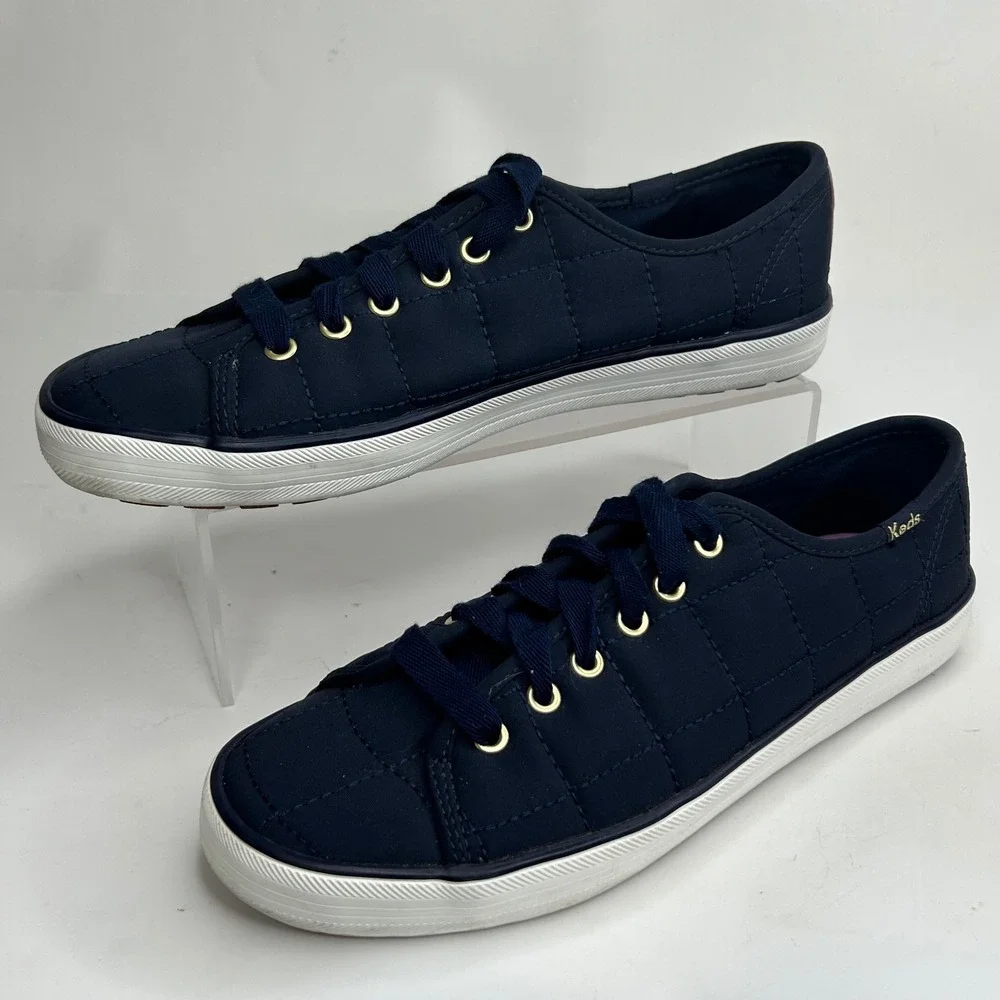 Keds x Kate Spade New York Quilted Navy Blue Lace Up‎ Sneakers WF65373 Womens 8